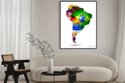 Plakat: Geometryczny map ameryki południowej design