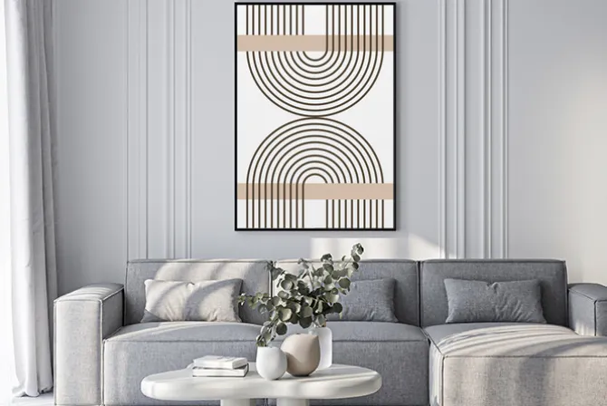 Plakat: Geometryczny wzór czarne łuki w minimalistycznym stylu