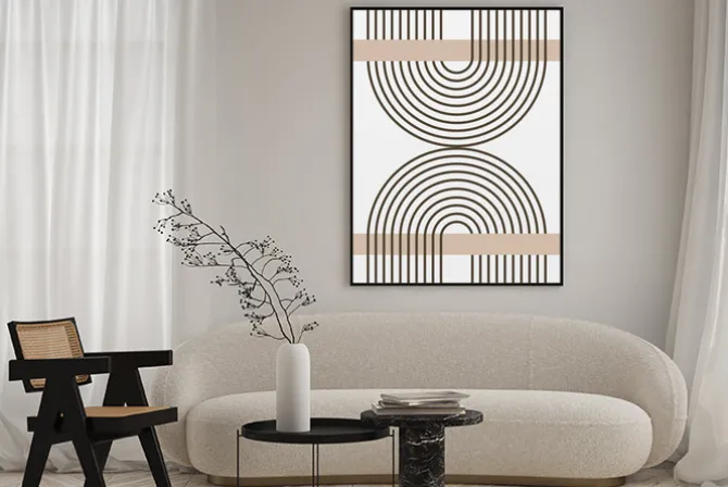 Plakat: Geometryczny wzór czarne łuki w minimalistycznym stylu