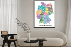 Plakat: Germany high detailed vector map (colored by states and administrative