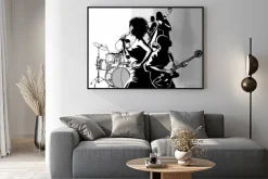 Plakat: Gitara wokalista jazzowy saksofon i odtwarzacz kontrabasu