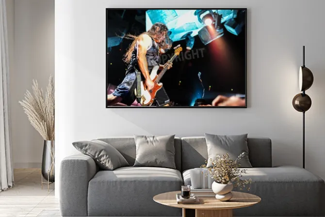 Plakat: Gitarzysta zespołu rockowego na scenie