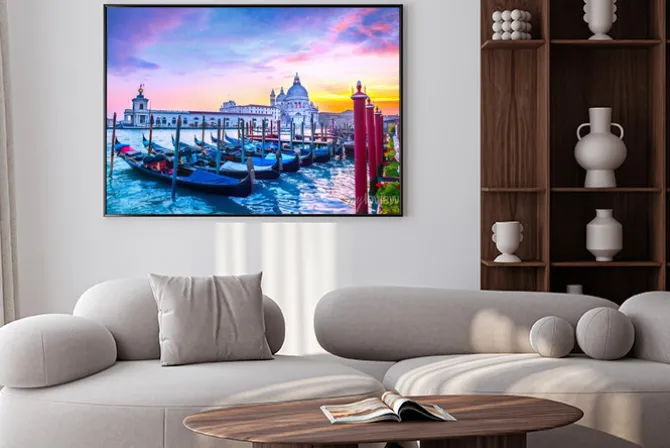 Plakat: Gondole na tle wieczornego nieba