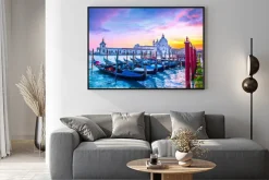 Plakat: Gondole na tle wieczornego nieba