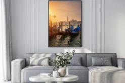 Plakat: Gondole od placu świętego marka w czasie wschodu słońca z san