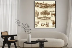 Plakat: Gospodarstwo, żniwa, krajobrazu wiejskiego - ręcznie rysowane