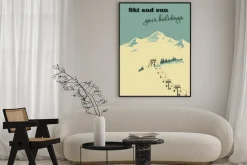 Plakat: Góra z wyciągiem narciarskim