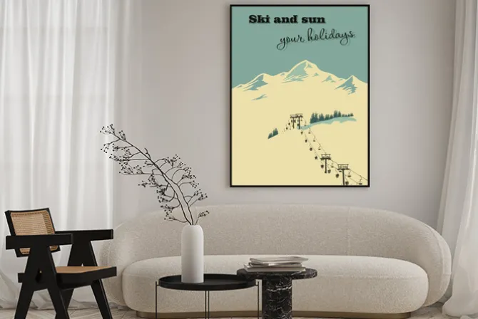 Plakat: Góra z wyciągiem narciarskim