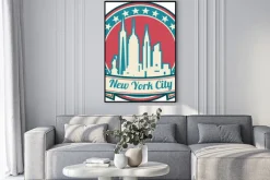 Plakat: Graficzny symbol nowego jorku z wieżowcami