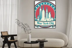 Plakat: Graficzny symbol nowego jorku z wieżowcami