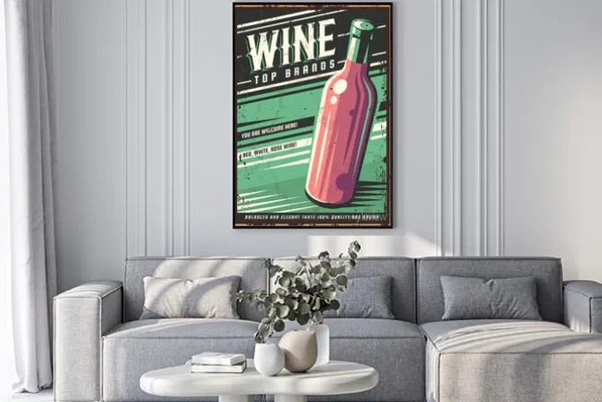 Plakat: Grafika retro z butelką