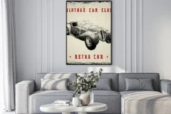 Plakat: Grafika retro z zabytkowym autem