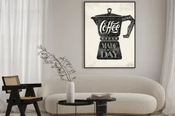 Plakat: Grafika z kawiarką w napisy