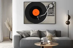 Plakat: Gramofon z płyty winylowej