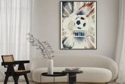 Plakat: Granatowa piłka nożna i napisy