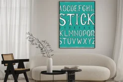 Plakat: Graphic handmade type made of stylized wooden sticks. white on