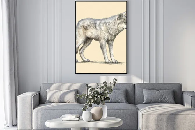 Plakat: Grawerować ilustracja wilk