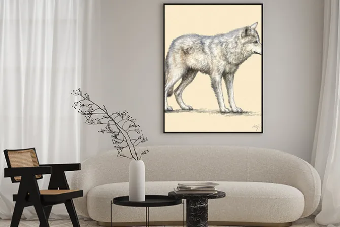 Plakat: Grawerować ilustracja wilk