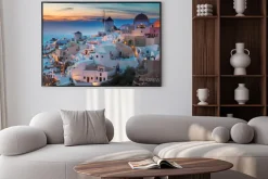 Plakat: Grecka wyspa santorini wieczorową porą