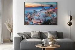 Plakat: Grecka wyspa santorini wieczorową porą