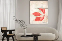 Plakat: Grungy tła z czerwonym liściem