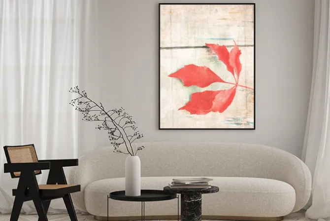 Plakat: Grungy tła z czerwonym liściem