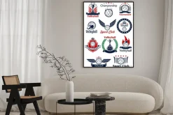 Plakat: Gry siatkówka ikony, emblematy i symbole