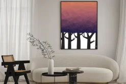 Plakat: Gęsty las w czasie zmierzchu