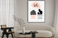 Plakat: Hand drawn cactus plants and speech bubble