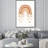 Plakat: Hand drawn infantile cute rainbow and smiling clouds on a neutral