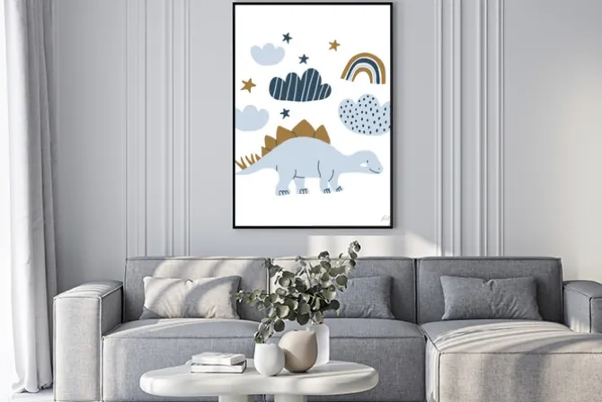 Plakat: Handdrawn dinosaur scandinavian style illustration