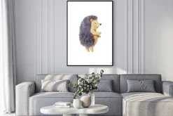 Plakat: Hedgehog isolated on white background. woodland animal. childish
