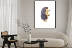 Plakat: Hedgehog isolated on white background. woodland animal. childish