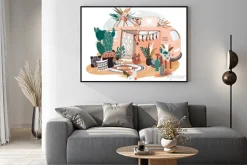 Plakat: Hippie van in boho style, retro decorations for photo shooting