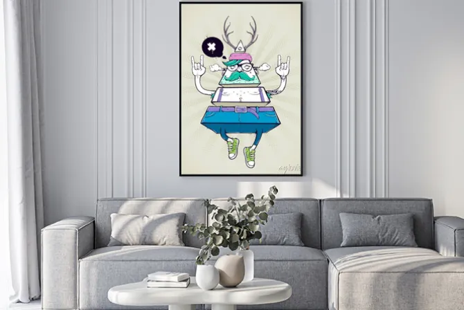 Plakat: Hipster dziwaczne postaci trójkąta