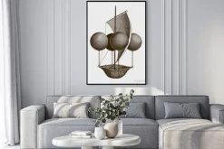 Plakat: Historic flying ship, an aeronautic machine by francesco lana