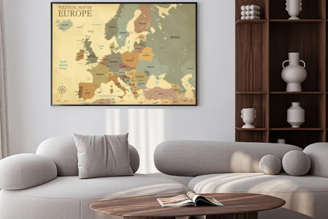 Plakat: Historyczna mapa europy z nazwami państw