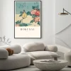 Plakat: Hokusai ptak na gałęzi z kwiatami