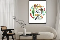 Plakat: Ikony akwarela meksyk.