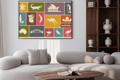 Plakat: Ikony z symbolami australii