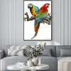 Plakat: Illustration drawing of green wing macaw birds.