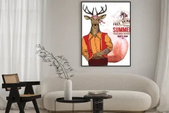 Plakat: Illustration of pirate deer on textured background