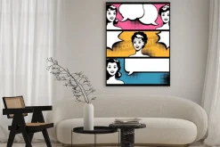 Plakat: Illustrations for comic books with retro girl in pop art style.