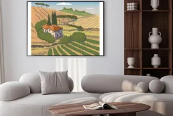 Plakat: Ilustracja domku w toskanii