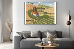 Plakat: Ilustracja domku w toskanii