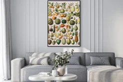 Plakat: Ilustracja owoców i warzyw w stylu vintage