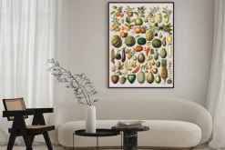 Plakat: Ilustracja owoców i warzyw w stylu vintage