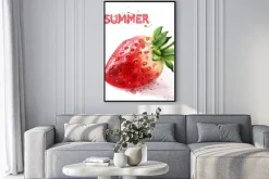 Plakat: Ilustracja truskawki na białym tle