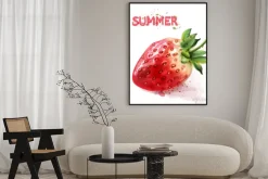 Plakat: Ilustracja truskawki na białym tle