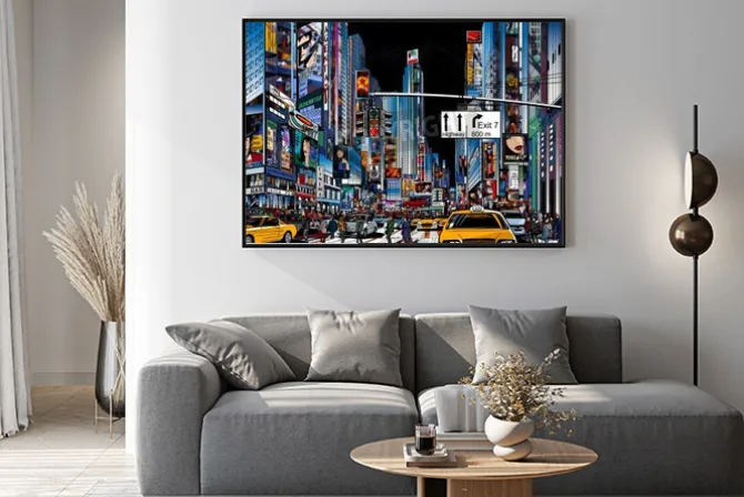 Plakat: Ilustracja wektorowa z ulicy w nowym jorku w nocy